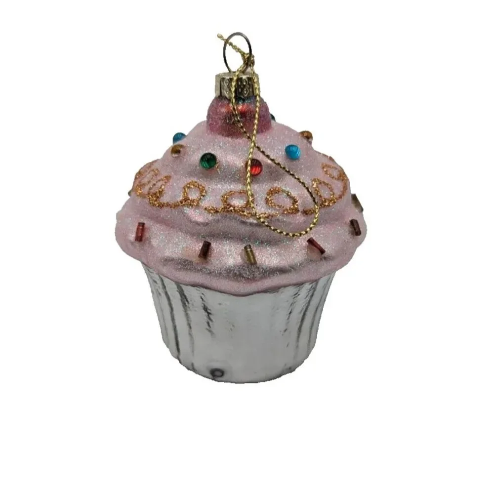 Cupcake Ornament Bubble Gum Pink  Candy‎ Sprinkles, Christmas Tree